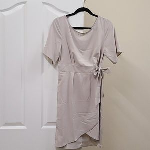 Light Grey Tulip Wrap Dress
